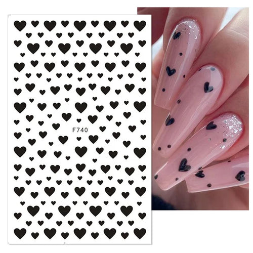 1PC 3D Nail Stickers Heart Love Self-Adhesive Slider Letters Nail Art Decorations