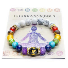 Load image into Gallery viewer, 7 Chakra Bracelet with Meaning Card for Men Women Natural Crystal Healing Anxiety Jewelry