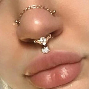 New Double Nose Piercing Chain Nose Chain for Nostril Piercing Stainless Steel Nose Stud Decoration Earring Piercing Chain Women