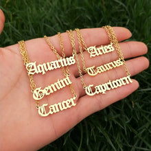 Load image into Gallery viewer, Gold Filled Old English Zodiac Sign Necklaces