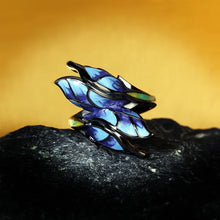 Load image into Gallery viewer, Unique Shape Blue Butterfly Enamel Ring 925 Silver Elegant Party Jewelry Handmade Enamel Butterfly Ring Jewelry Gift