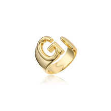 Load image into Gallery viewer, Hollow A-Z Letter Gold Color Metal Adjustable Ring