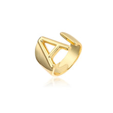 Load image into Gallery viewer, Hollow A-Z Letter Gold Color Metal Adjustable Ring