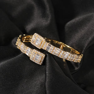 CZ Opened Square Zircon Baguette Iced Out Adjustable Bracelet