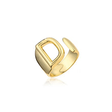 Load image into Gallery viewer, Hollow A-Z Letter Gold Color Metal Adjustable Ring