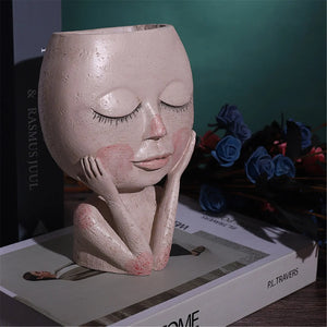 Girls Face Succulent Flower Pot