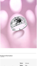 Load image into Gallery viewer, SANTUZZA Genuine 925 Sterling Silver Ring For Women Unique Rings Delicate Black Spider Ring Trendy Party Fashion Jewelry