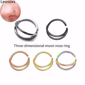 Moon Nose Hoop Septum Ring Clip Lip Helix Ear Cartilage