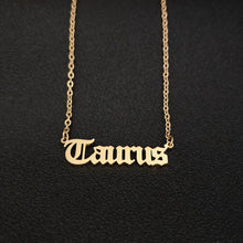 Load image into Gallery viewer, Gold Filled Old English Zodiac Sign Necklaces