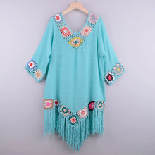 Load image into Gallery viewer, Bikini Cover Up Fringe Tunic Beach Dress