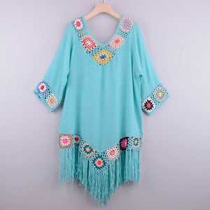 Bikini Cover Up Fringe Tunic Beach Dress