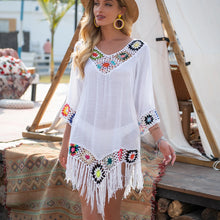 Load image into Gallery viewer, Bikini Cover Up Fringe Tunic Beach Dress