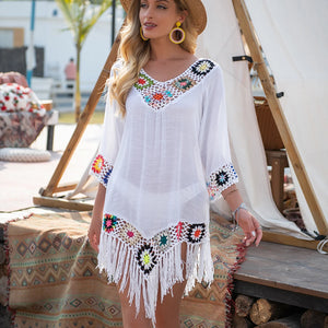 Bikini Cover Up Fringe Tunic Beach Dress