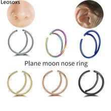 Load image into Gallery viewer, Moon Nose Hoop Septum Ring Clip Lip Helix Ear Cartilage