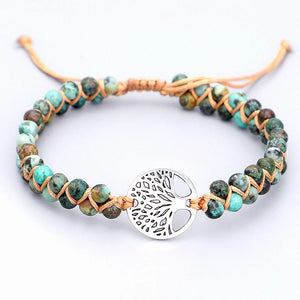 Jasper Stone Yoga Wrap Bracelets Tree of Life Charm