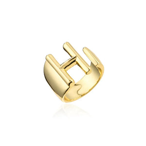 Hollow A-Z Letter Gold Color Metal Adjustable Ring