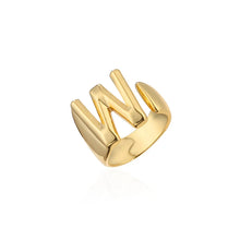 Load image into Gallery viewer, Hollow A-Z Letter Gold Color Metal Adjustable Ring