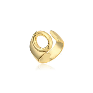 Hollow A-Z Letter Gold Color Metal Adjustable Ring