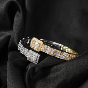 CZ Opened Square Zircon Baguette Iced Out Adjustable Bracelet