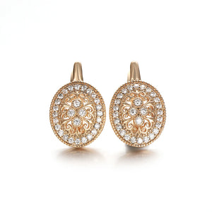 PATAYA Hollow Drop Gold Zircon Earring