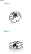 Load image into Gallery viewer, SANTUZZA Genuine 925 Sterling Silver Ring For Women Unique Rings Delicate Black Spider Ring Trendy Party Fashion Jewelry