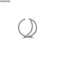 Load image into Gallery viewer, Moon Nose Hoop Septum Ring Clip Lip Helix Ear Cartilage