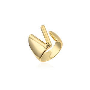 Hollow A-Z Letter Gold Color Metal Adjustable Ring