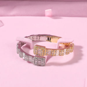 CZ Opened Square Zircon Baguette Iced Out Adjustable Bracelet