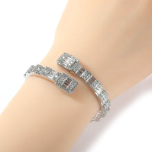 Load image into Gallery viewer, CZ Opened Square Zircon Baguette Iced Out Adjustable Bracelet