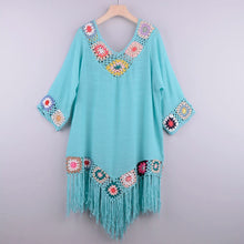 Load image into Gallery viewer, Bikini Cover Up Fringe Tunic Beach Dress