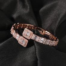 Load image into Gallery viewer, CZ Opened Square Zircon Baguette Iced Out Adjustable Bracelet