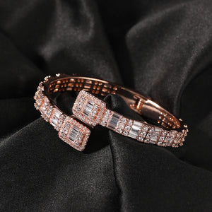 CZ Opened Square Zircon Baguette Iced Out Adjustable Bracelet