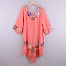 Load image into Gallery viewer, Bikini Cover Up Fringe Tunic Beach Dress