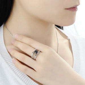 SANTUZZA Genuine 925 Sterling Silver Ring For Women Unique Rings Delicate Black Spider Ring Trendy Party Fashion Jewelry