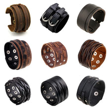 Load image into Gallery viewer, Wide Genuine Leather Cuff Bracelets