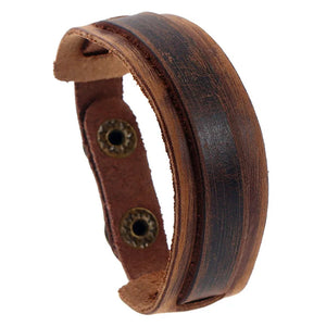 Wide Genuine Leather Cuff Bracelets