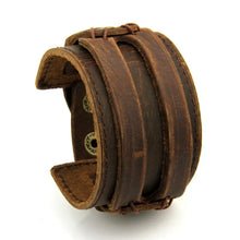 Load image into Gallery viewer, Wide Genuine Leather Cuff Bracelets