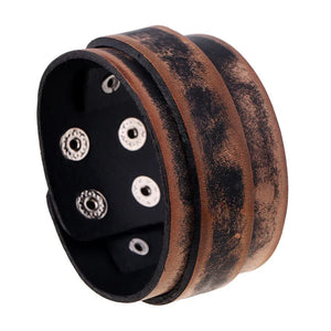 Wide Genuine Leather Cuff Bracelets