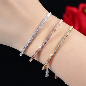 Adjustable Bracelet Bangle Brilliant CZ Rose Gold Color