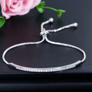 Adjustable Bracelet Bangle Brilliant CZ Rose Gold Color