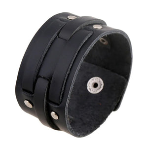 Wide Genuine Leather Cuff Bracelets