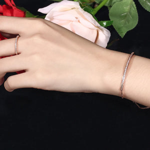 Adjustable Bracelet Bangle Brilliant CZ Rose Gold Color