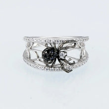 Load image into Gallery viewer, SANTUZZA Genuine 925 Sterling Silver Ring For Women Unique Rings Delicate Black Spider Ring Trendy Party Fashion Jewelry