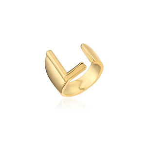 Hollow A-Z Letter Gold Color Metal Adjustable Ring