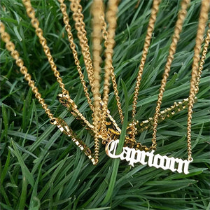 Gold Filled Old English Zodiac Sign Necklaces