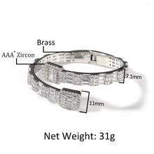 Load image into Gallery viewer, CZ Opened Square Zircon Baguette Iced Out Adjustable Bracelet