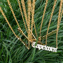 Load image into Gallery viewer, Gold Filled Old English Zodiac Sign Necklaces