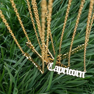 Gold Filled Old English Zodiac Sign Necklaces