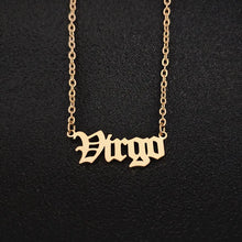 Load image into Gallery viewer, Gold Filled Old English Zodiac Sign Necklaces