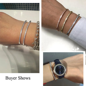 Adjustable Bracelet Bangle Brilliant CZ Rose Gold Color